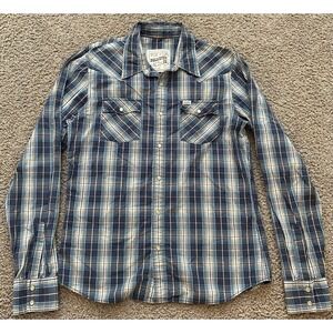 Vintage Hollister Mens Pearl Snap Button Up Shirt Size Large Plaid Y2K‎